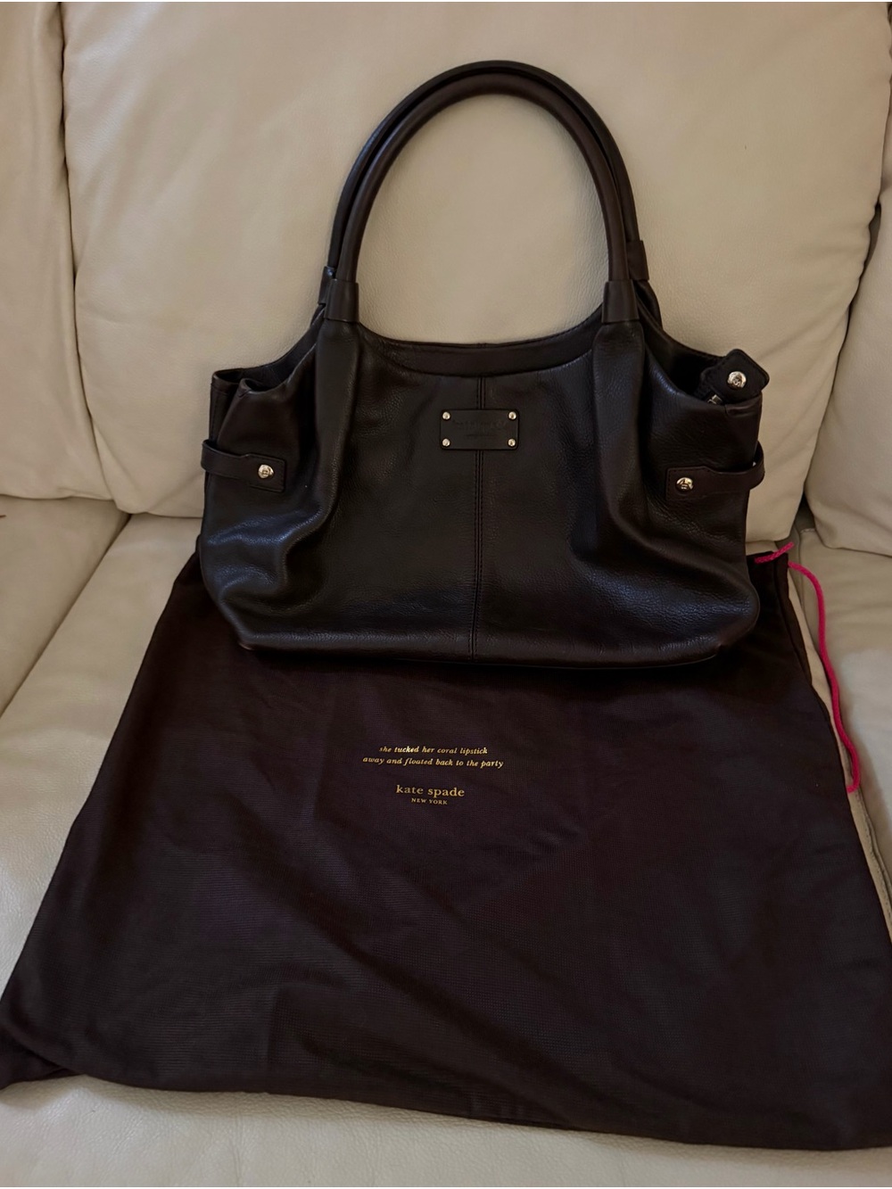 kate spade Brown Leather Shoulder Bag with Dual Top Handles